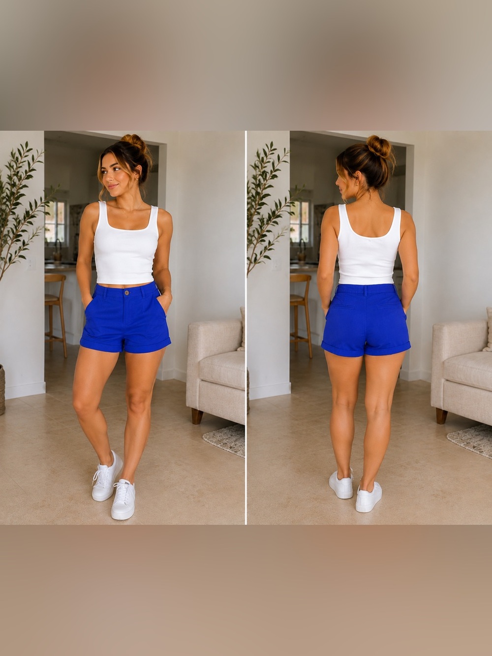 Old Navy Cuffed High-Rise Shorts — Royal Blue